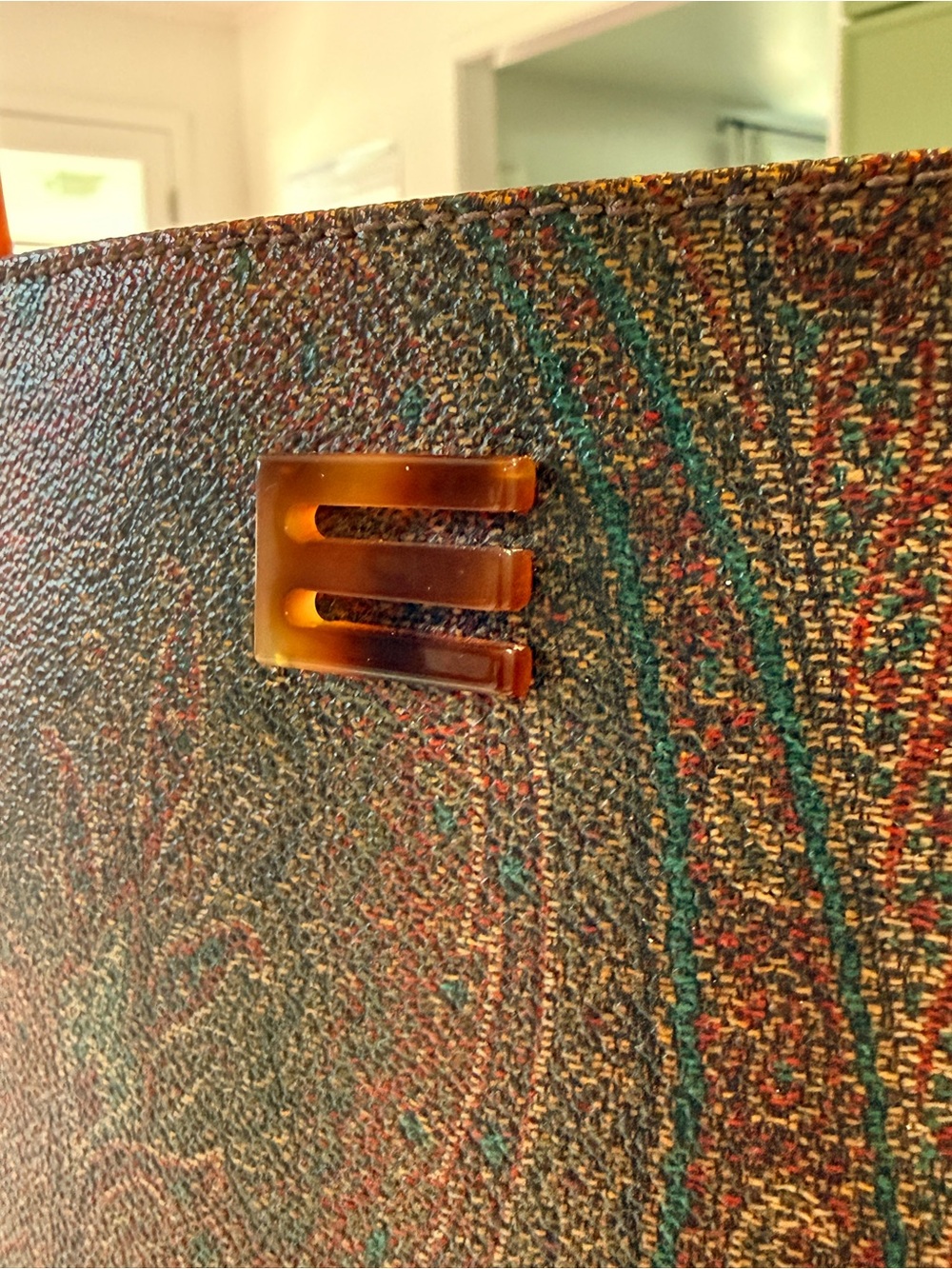 Etro Milano Paisley Bucket Tote with Tortoise Lucite Handles - Picture 12 of 16